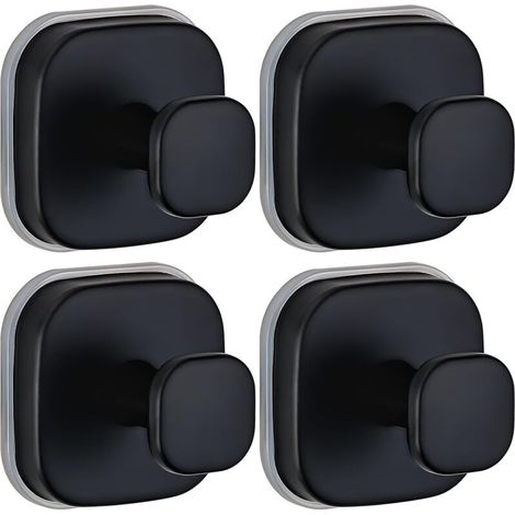 Ganci a ventosa per appendere asciugamani e accappatoi, adatti per bagni, cucine, superfici in vetro e piastrelle (4 pezzi, neri) (1/4)