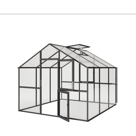 KGT Gewächshaus "Ortasia III", anthrazit-grau, 9,6 m², 4 mm ESG, 10 mm HKP
