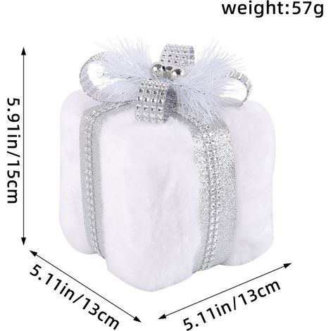 Boîte cadeau de Noël en peluche 3D, décoration festive en forme de cube, ornement à suspendre pour sapin de Noël, décoration de fête pour maison et intérieur (1/5)