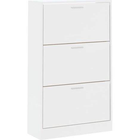 Armoire à chaussures range chaussures rangement meuble entrée couloir salon brillant 63 x 24 x 103 cm bois ingénierie blanc (1/5)