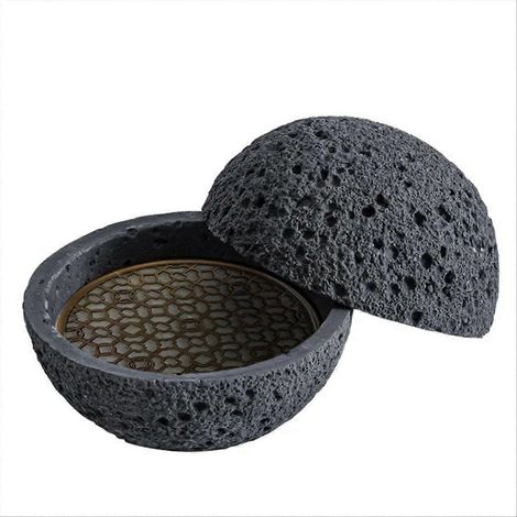 Plat artistique en pierre volcanique représentant une planète japonaise, 12 cm (1/5)