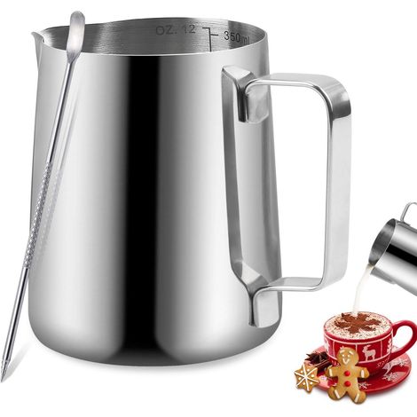 1 Pichet à Lait Acier Inoxydable 350ml Bec Verseur Anti-Goutte Cappuccino Latte Barista (1/5)