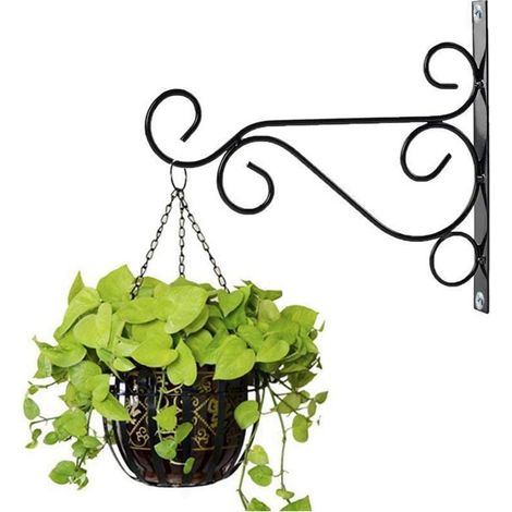 Support Pour Plantes Suspendues - En Fer Forgé - 25 x 20 cm et 30 x 20 cm - Pour Balcon Jardin Intérieur Plafond - Lot de 2 (1/5)