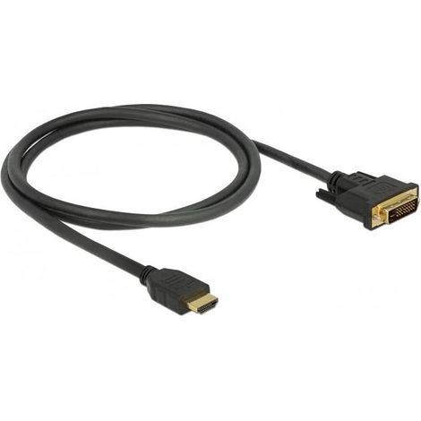 85652 Adaptateur de câble vidéo 1m HDMI Type A (Standard) DVI Noir - Adaptateurs de câble vidéo (1m, HDMI Type A (Standard), DVI, Mâle, Mâle, Or) (1/2)
