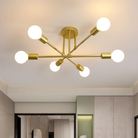 Lustre Plafonnier Industriel, 6 Lumières E27 Lampe de Plafond Retro (1/5)