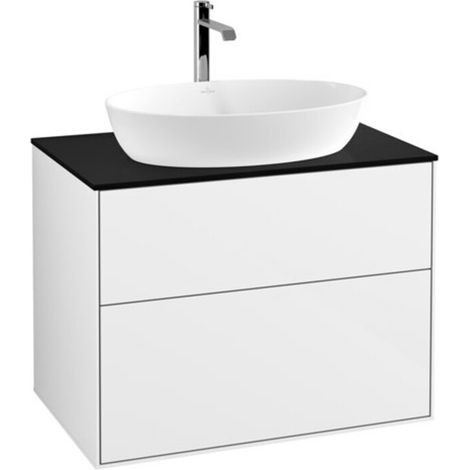 V&B Waschtischunterschrank Wandbeleuchtung Finion 80x60,3cm, Abd.-Pl. bla m, glo wh. Lac (1/2)