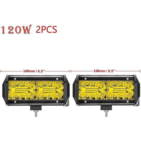 Barre lumineuse LED ambre 4-28 pouces, projecteurs LED, faisceau combiné, phares de travail LED pour voiture, tracteur, tout-terrain, 4x4, camion, SUV, quad, 7 pouces, 2 unités, 120 W (1/5)