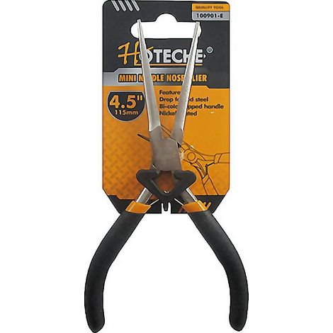 HOTECHE alicate mini 115 mm boca redonda larga , Alicate mini de boca redonda de 4,5 pulgadas, 115 mmMango engomado antideslizanteAcero cromo vanadioIndicado para manua