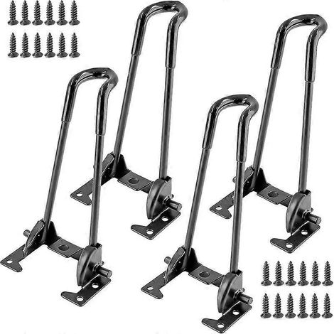Ensemble de 4 pieds de table pliants, style pince à cheveux 25 cm, pieds de table basse pliants avec vis, noir. (1/5)