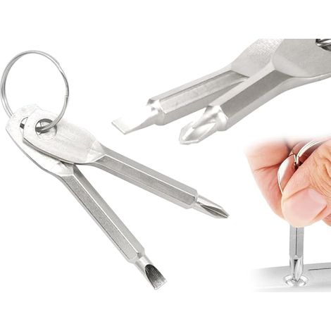 Mini Multi - tournevis, porte - clés pour tournevis multifonctions, 2 tournevis Philip portables et outils de tournevis à tête plate (lot de 2) (1/5)