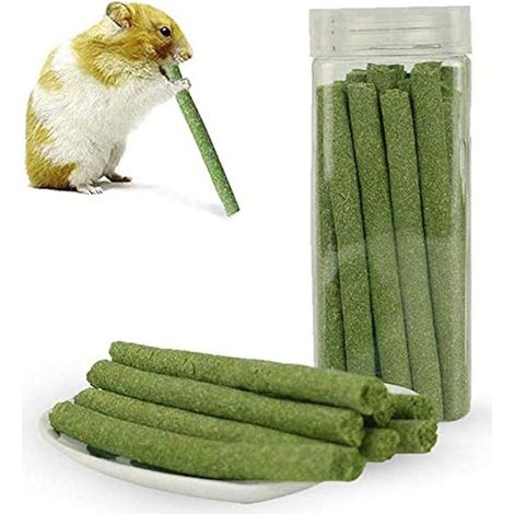 Lot de 25 bâtons d'herbe naturelle pour lapin, jouet à mâcher pour animal domestique,Timothy bâton molaire, collations naturelles pour cochons d'Inde, lapins, chinchilla, hamsters (1/5)