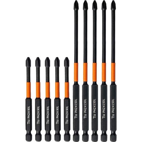 de 10 embouts de tournevis PH2 tige hexagonale de 2 5 x 10 2 (1/5)