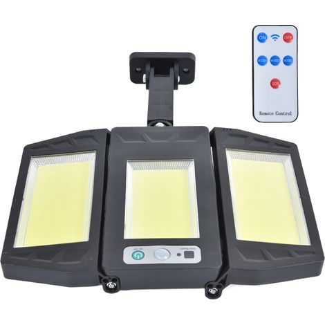 COB-Solarstraßenleuchte mit Bewegungsmelder, IP65 wasserdichte Außenwandleuchte für Garten, Einfahrt, Hof, CE/RoHS/FCC-zertifiziert, Fernbedienung inklusive, eingebauter Akku, V97-1 3COB. (1/5)