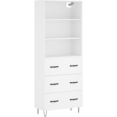 Aparador cómoda cómoda armario mueble organizador cocina salón salón alto 69,5 x 34 x 180 cm madera contrachapada blanco 020032732