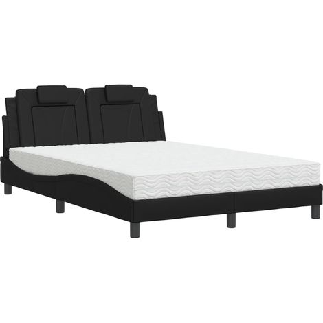 vidaXL Letto Viana con Materasso Nero 140x190 cm in Similpelle (1/5)