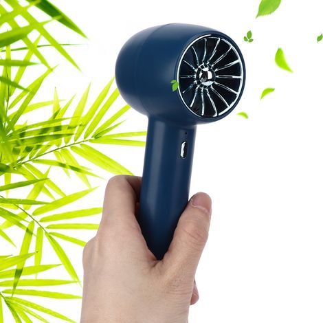 Support de ventilateur portatif à trois vitesses réglables, ventilateur de bureau portable 2 en 1, rechargeable par USB, bleu. (1/5)