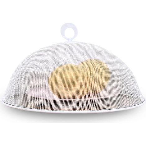 Tapa de acero inoxidable para alimentos, 35 cm de diámetro, malla fina, a prueba de insectos, para frutas, pasteles, picnics o bufés.