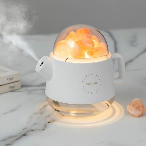 VURAHOME - Humidificateurs en pierre de sel, humidificateurs de bureau pour le bureau, humidificateur à jet nano créatif, diffuseur d'huiles essentielles avec pierre de sel, veilleuse douce pour chamb (1/5)