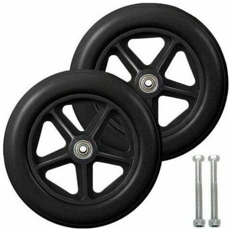 Roulette Avant De 8 Pouces, 2pcs Roues De Remplacement pour Fauteuil Roulan, Pneu Solide Antidérapant, 190mm Gris en Noir, Roues pour Fauteuils Roulants, Déambulateurs, Marcheurs（Noir）