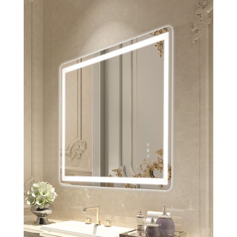 Miroir LED salle de bain 70 x 100 cm, éclairage avant et arrière, anti-buée mémoire, 3 températures, usage polyvalent (1/5)