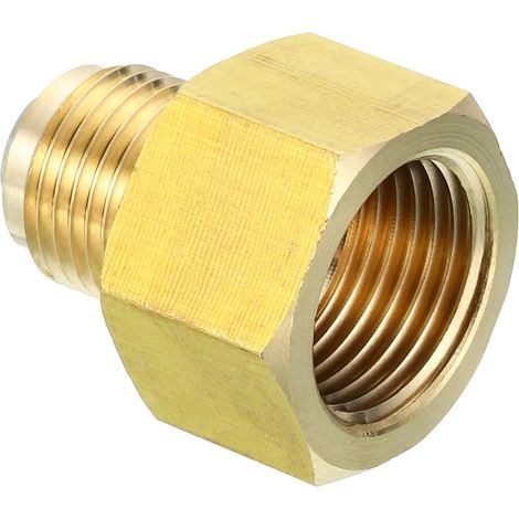 Connecteur Évasé Femelle 1/4" x 1/2" Mâle, Adaptateur en Laiton SAE à 45 Degrés, Raccord de Tuyau pour Conduite Gaz d'Air, Réfrigération, CVC - 1/2 pouce Female Flare 3/8 Male (1/5)