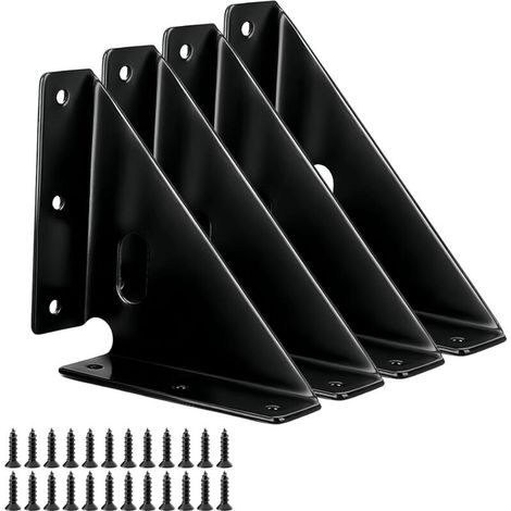 Lot de 4 joints de gousset robustes, code d'angle trapézoïdal, fixations de support d'angle, fixations de joint de support d'étagère de meuble (1/5)