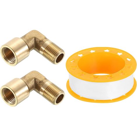2 Pcs Coude À 90 Degrés, 1/8 Pouce Mâle x 1/8 Pouce Femelle Raccord De Tube En Laiton À Angle Droit, Connecteur Pour Tuyau De Fluide Gaz Carburant Huile, 26x26mm (1/5)