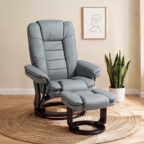 Fauteuil relax coloris gris en bonded cuir 85 x 82 x 106 cm (1/5)