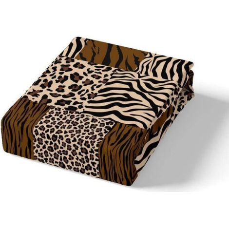 Housse De Couette - Microfibre - 220x240cm - Imprimé 3D Zèbre Girafe Tigre Léopard - Pour Chambre Enfant - 1 Pièce (1/4)