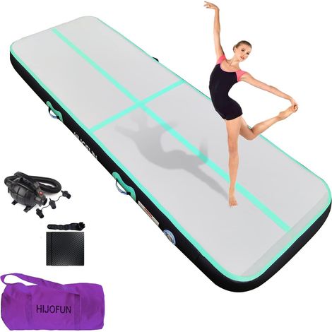 Air Floor Mat 4M Inflatable Gymnastics Mat with Practical Pump and 15 cm Thick Aerobatic Tracks Inflatable Air Mat for Gymnast Tumbling Yoga Taekwondo (1/5)