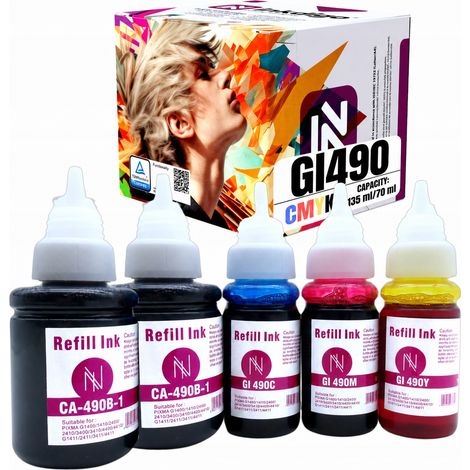 Inkdigo GI490XL Tinte kompatibel mit Canon Pixma G1400, G2411, G3411, G1411, TÜV-zertifiziert (1/5)