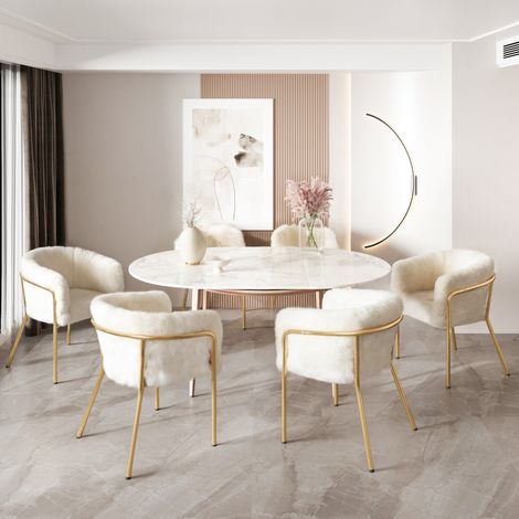 Set 6 sedie relax bianche in finta pelliccia OKMYHOME (1/5)