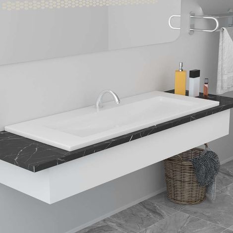 Lavabo encastré - Vasque à poser Lavabo à poser 101 x 39,5 x 18,5 cm Céramique Blanc BV608744 - BonneVie (1/5)