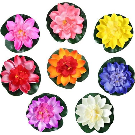Nénuphars artificiels flottants Fleurs de lotus pour piscine, aquarium, décoration Décoration de bassin (1/5)