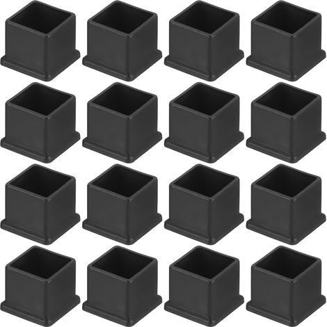 16 quadratische PVC-Stuhlbeinkappen, 30 mm x 30 mm Außendurchmesser, Schwarz, zum Schutz von Tisch- und Möbelbeinen, Stuhlbeinabdeckungen und Bodenschonern (1/5)