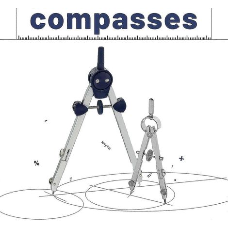 Ensemble de géométrie de 7 pièces, comprenant un compas en métal, un outil de dessin, une règle graduée et un triangle. (1/5)
