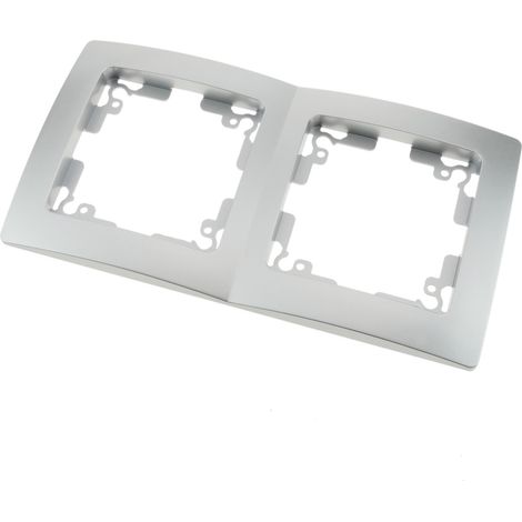 BeMatik - Plaque de finition double pour 2 mécanisme encastrable 150x80mm série Lille argent et gris (1/3)