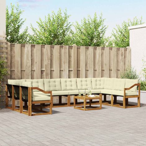 vidaXL Outdoor-Sofagarnitur mit Kissen 11 pcs Natur und Creme (1/5)