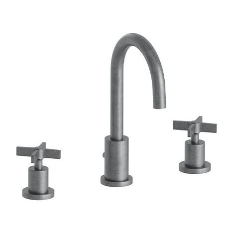 Lavabo Cross Road 3 Trous + Vidage Metal Brosse Robinetterie CROSS ROAD - CRISTINA ONDYNA CR20577