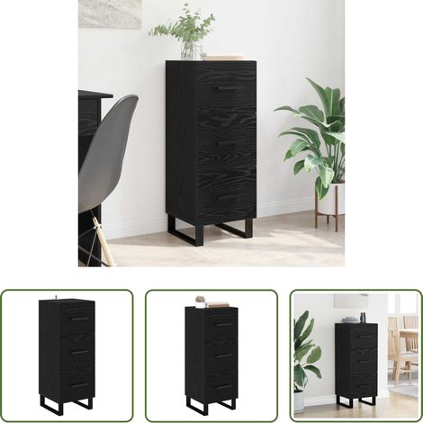 Buffet chêne noir -  Buffet Chêne noir 34,5 x 34 x 90 cm Bois d'ingénierie et fer (1/5)
