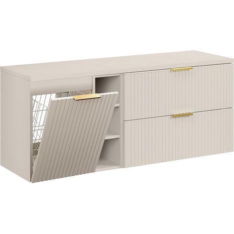 Mueble bajo lavabo 140cm 3 compartimientos cesto de ropa Adriel Cachemira (1/3)