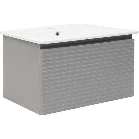 Naturel Badezimmermöbel mit Waschbecken Savona Natural 98x43x44,8 cm mattgrau (SAVONA100GM)