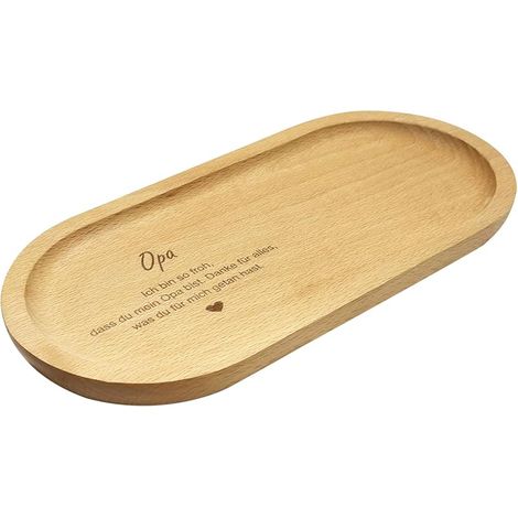 Dekoratives ovales Holztablett, graviertes Bambustablett, Geschenk für die Familie, für Papa, Mama, Opa, Oma, Weihnachts- oder Geburtstagsgeschenk, Serviertablett aus Holz (1/5)
