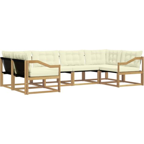 Set di divani da esterno 6 pz 6-Posti Bianco e Crema vidaXL (1/5)