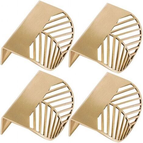 Poignée De Meuble - Laiton Doré - Forme Feuille - Pour Placards Armoires Cuisine - Lot De 4 (1/5)