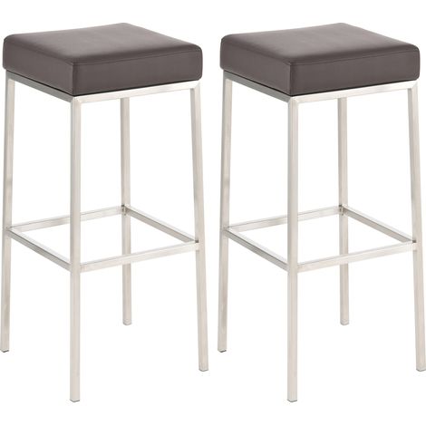Set De 2 Taburetes Montreal  Altura 85 cm Marrón Acero inoxidable