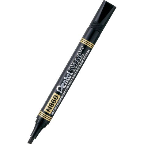 Rotulador permanente Pentel N860, punta biselada, color negro.