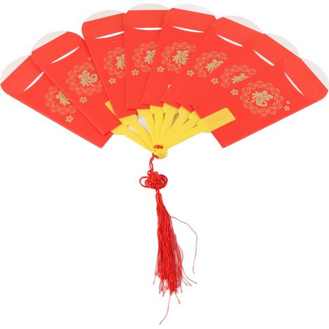 Kreativer roter Faltfächer-Umschlag zum Chinesischen Neujahr 2023 (Jahr des Hasen). (1/5)