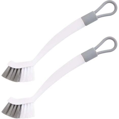 Brosse Nettoyage Salle de Bain,Brosse de Nettoyage Cuisine,2 Brosses,Blanc Gris,Outil d'élimination des Taches intégré,pour Cuisine,Salle de Bains (1/4)
