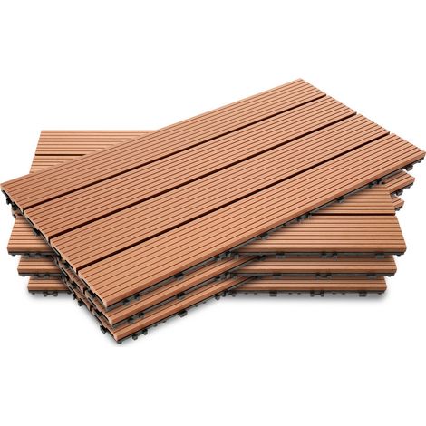 SWANEW Piastrella per terrazza Piastrelle per giardino ad incastro Rivestimento Piastrelle ad incastro in legno composito WPC 60x30 marrone 42pz